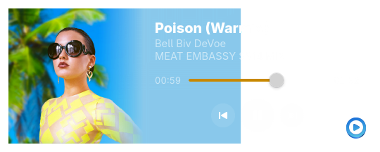 Screenshot of the Turntable app playing Poison (Warmix) - MEAT SS14 EMBASSY MIX by Bell Biv DeVoe through Amberol